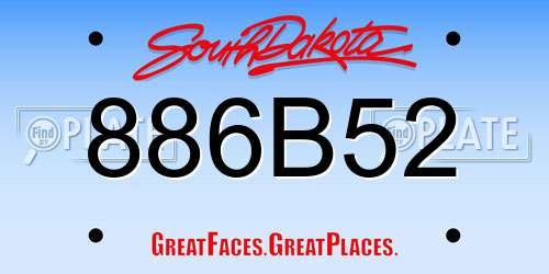 886B52 South Dakota License Plate