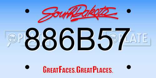 886B57 South Dakota License Plate