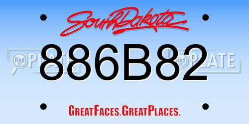 886B82 South Dakota License Plate