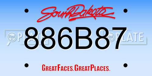 886B87 South Dakota License Plate