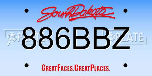 886BBZ South Dakota License Plate