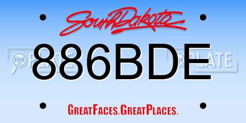 886BDE South Dakota License Plate