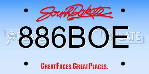 886BOE South Dakota License Plate