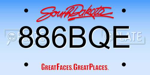 886BQE South Dakota License Plate