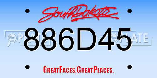 886D45 South Dakota License Plate