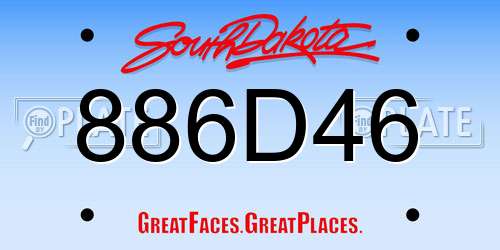 886D46 South Dakota License Plate