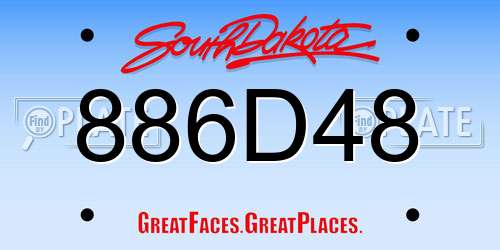 886D48 South Dakota License Plate