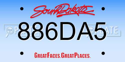 886DA5 South Dakota License Plate