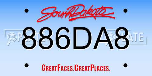 886DA8 South Dakota License Plate