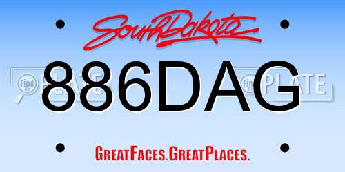 886DAG South Dakota License Plate