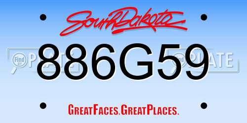 886G59 South Dakota License Plate