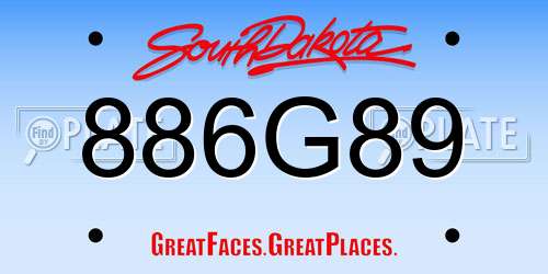 886G89 South Dakota License Plate