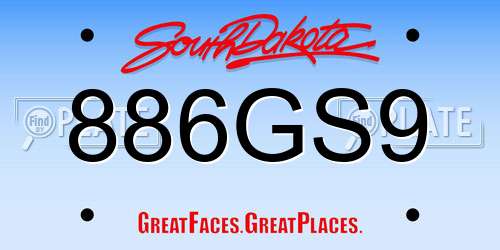 886GS9 South Dakota License Plate
