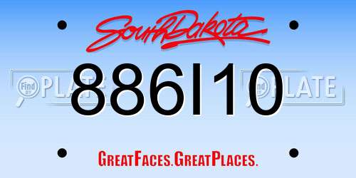 886I10 South Dakota License Plate