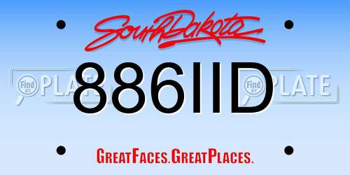 886IID South Dakota License Plate