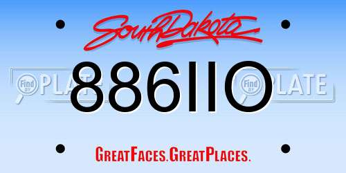 886IIO South Dakota License Plate