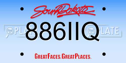 886IIQ South Dakota License Plate