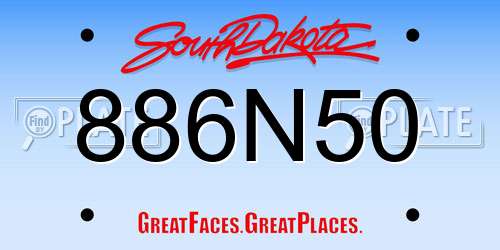 886N50 South Dakota License Plate