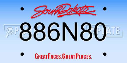 886N80 South Dakota License Plate