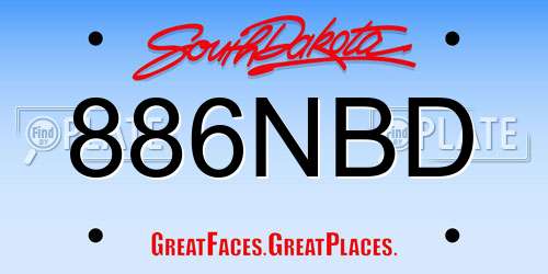 886NBD South Dakota License Plate