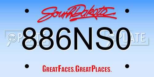886NS0 South Dakota License Plate