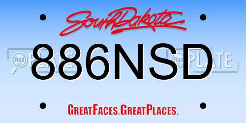 886NSD South Dakota License Plate