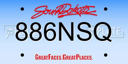 886NSQ South Dakota License Plate