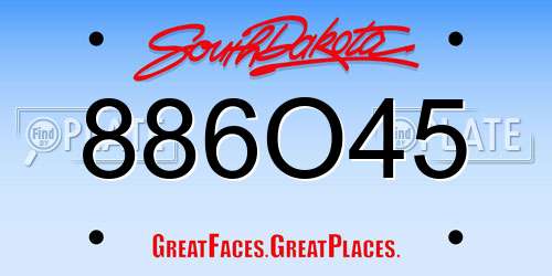 886O45 South Dakota License Plate