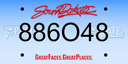 886O48 South Dakota License Plate