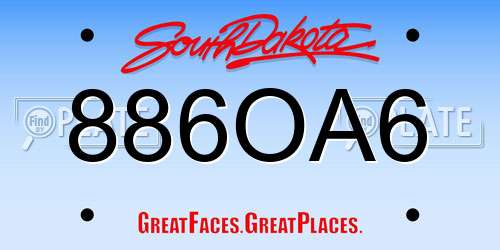 886OA6 South Dakota License Plate