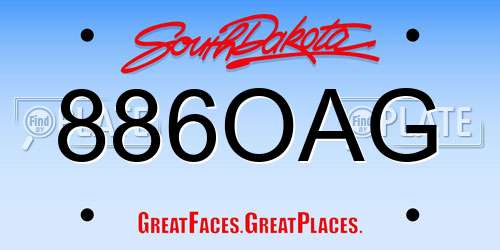 886OAG South Dakota License Plate