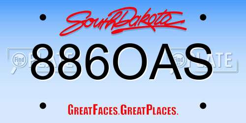886OAS South Dakota License Plate