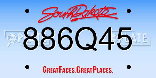 886Q45 South Dakota License Plate