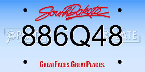 886Q48 South Dakota License Plate