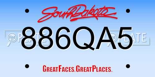 886QA5 South Dakota License Plate