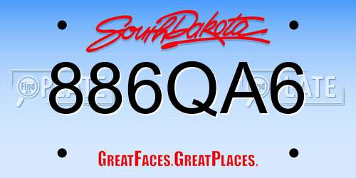 886QA6 South Dakota License Plate