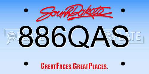 886QAS South Dakota License Plate