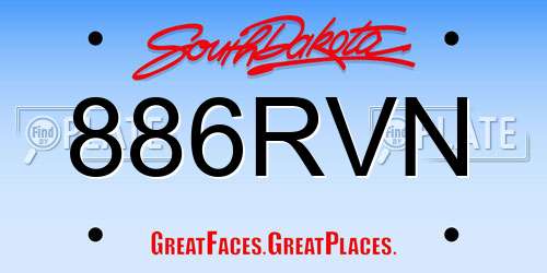886RVN South Dakota License Plate