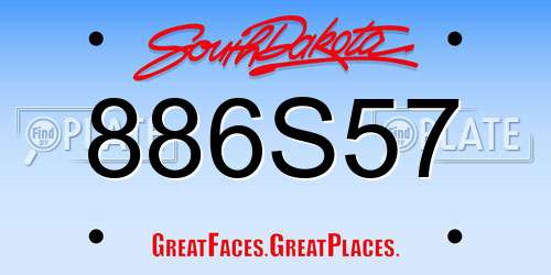 886S57 South Dakota License Plate
