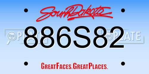 886S82 South Dakota License Plate