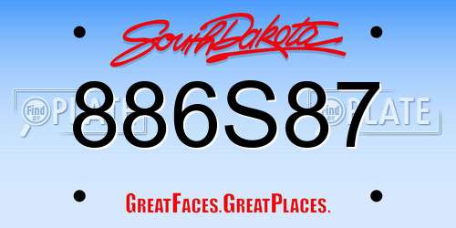 886S87 South Dakota License Plate