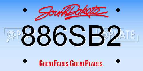 886SB2 South Dakota License Plate