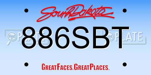 886SBT South Dakota License Plate