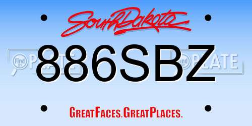 886SBZ South Dakota License Plate