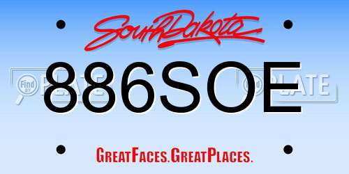 886SOE South Dakota License Plate