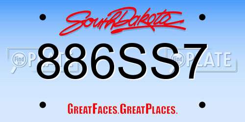 886SS7 South Dakota License Plate