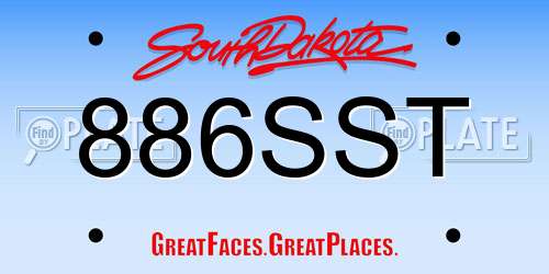 886SST South Dakota License Plate