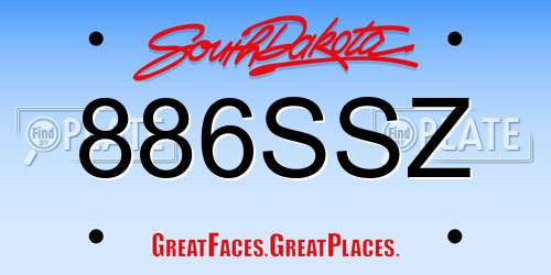 886SSZ South Dakota License Plate
