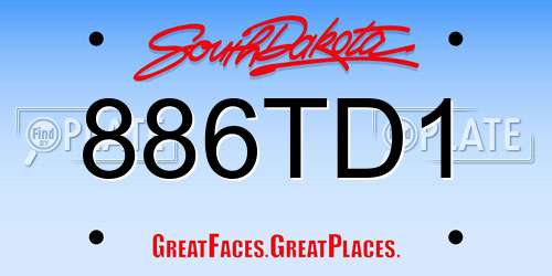 886TD1 South Dakota License Plate