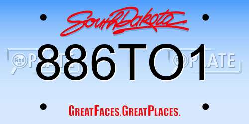 886TO1 South Dakota License Plate